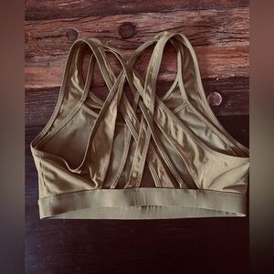 Women's Olive-Tan Strappy Sports Bra (L) No-brand or tags